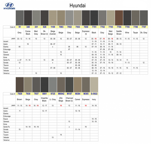 Hyundai Auto Matched colors